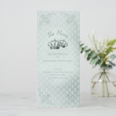 Carte de menu en damas de soie - Mariage (Debout devant)