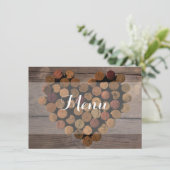 Carte de menu en liège de vin rustique (Debout devant)