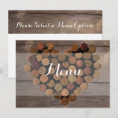 Carte de menu en liège de vin rustique (Devant / Derrière)