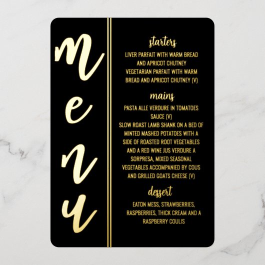 carte de menu en papier d'aluminium pour mariage r (Recto)