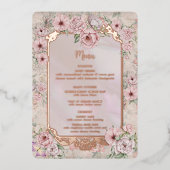 Carte de menu en papier métallisé pour mariage aux (Recto)