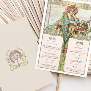 Carte de menu et de boissons de mariage Art Nouvea