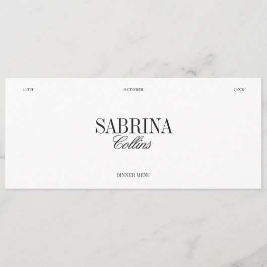 Carte de menu et de placement de mariage élégante (Devant)