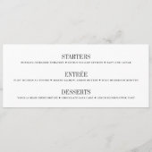 Carte de menu et de placement de mariage élégante (Dos)