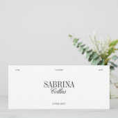 Carte de menu et de placement de mariage élégante (Debout devant)