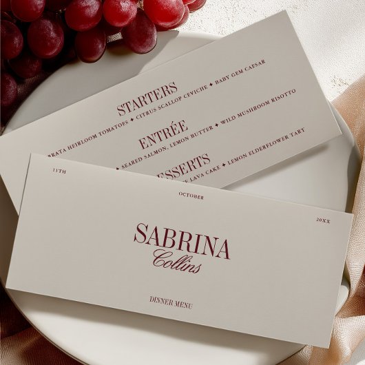 Carte de menu et de placement de mariage élégante 