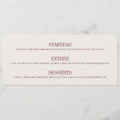 Carte de menu et de placement de mariage élégante  (Dos)