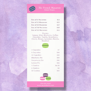 Carte de menu et liste de prix pour Macaron frança