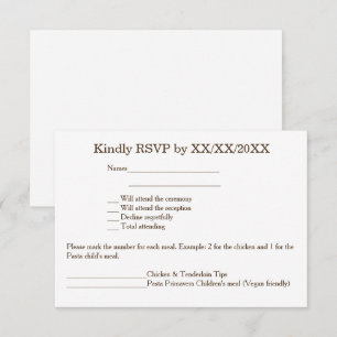 Carte de menu et RSVP personnalisées pour mariée e