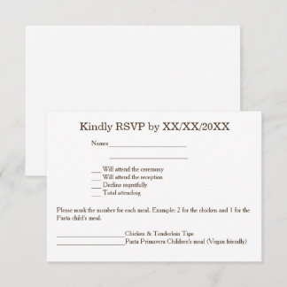 Carte de menu et RSVP personnalisées pour mariée e