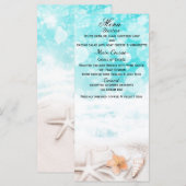 Carte de menu Étoile de mer de plage de sable blan (Devant / Derrière)