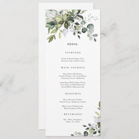 Carte de menu Eucalyptus Botanical Herbal (Devant / Derrière)