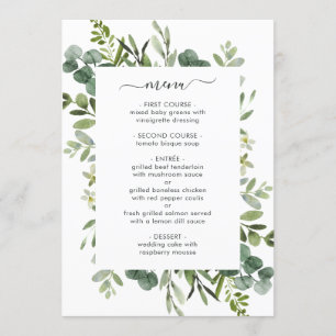 Carte de menu Eucalyptus Green Foliing
