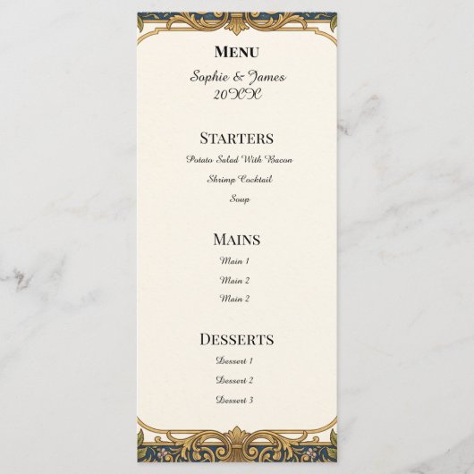 Carte de menu Eucalyptus Gris Bleu (Devant)