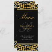 Carte de menu Exotic Black & Gold Decor Mariage (Devant / Derrière)