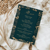Carte de menu Exotic Gold Foilage Border Mariage