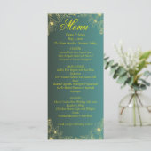 Carte de menu Fancy Green and Gold Floral Mariage (Debout devant)