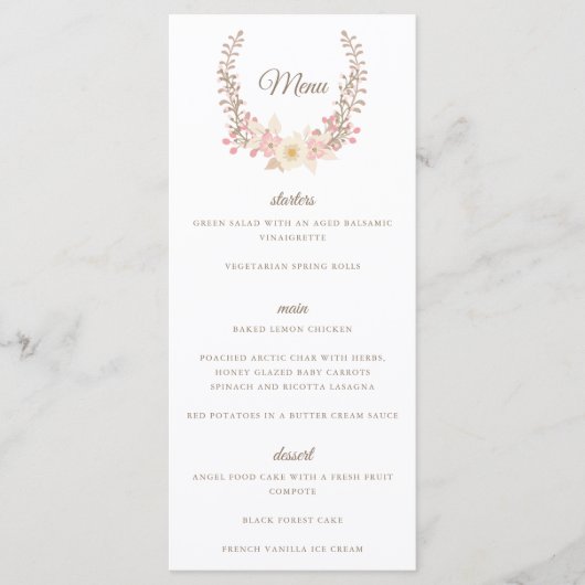 Carte de menu Fer Rose Doux (Devant)