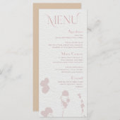 Carte de menu Fête des mariées florale rose pâle (Devant / Derrière)