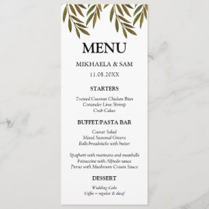 Carte de menu feuille peinte à la main