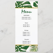 Carte de menu feuille vert et or mariage (Dos)