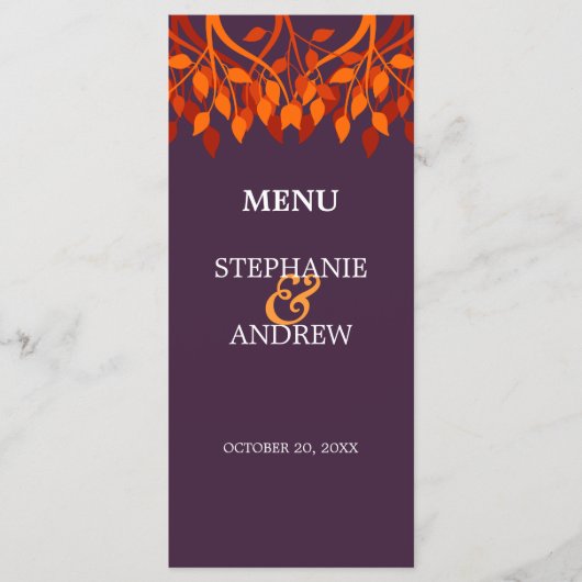 Carte de menu Feuilles d'automne colorées (Devant)