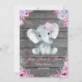 Carte de menu Fille Eléphant pour Baby shower anni (Dos)