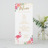 Carte de menu Flamant rose Mariage Gold (Debout devant)