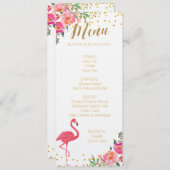 Carte de menu Flamant rose Mariage Gold (Devant / Derrière)