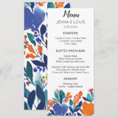Carte de menu Fleur Florale Vibrante (Devant / Derrière)