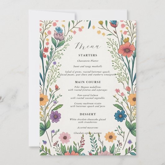 Carte de menu fleur sauvage Baby in Bloom Shower (Devant)