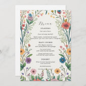 Carte de menu fleur sauvage Baby in Bloom Shower (Devant / Derrière)