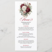 Carte de Menu Fleurie de Luxe Marron avec Feuillag (Devant)