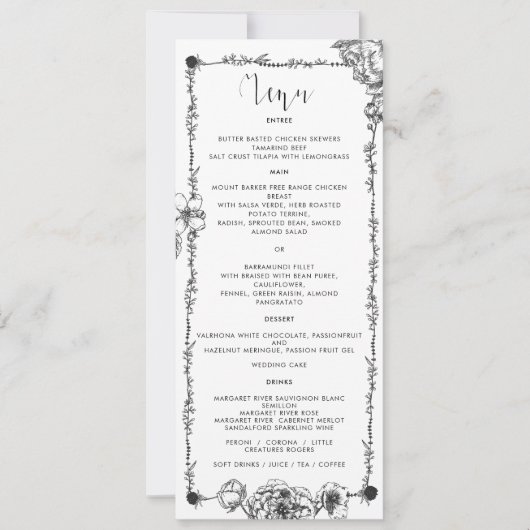 Carte de menu Fleurs à main gothique (Devant)