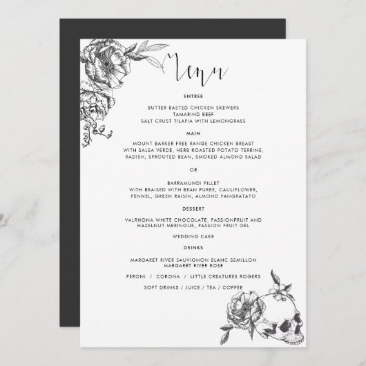 Carte de menu Fleurs à main gothique (Devant / Derrière)