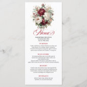 Carte de menu Fleurs bordeaux classiques Eucalyptu (Devant)