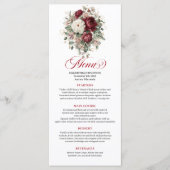 Carte de Menu Fleurs Bourgogne Bohème Chic Or (Devant)
