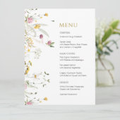 Carte de menu Fleurs sauvages roses jaunes (Debout devant)