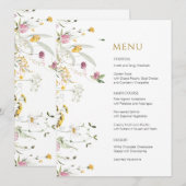 Carte de menu Fleurs sauvages roses jaunes (Devant / Derrière)