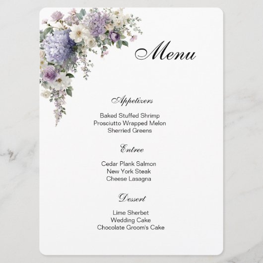 Carte de menu floral (Devant)