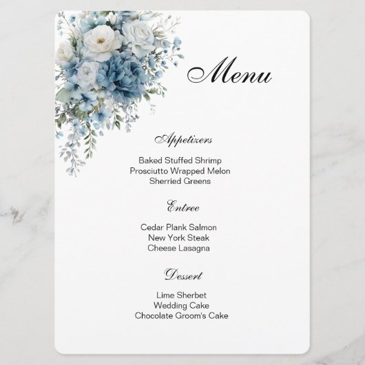 Carte de menu floral (Devant)