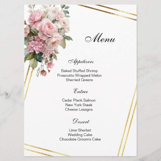 Carte de menu floral (Devant)
