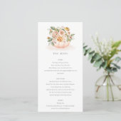 Carte de menu Floral Citrouille rose pâle (Debout devant)