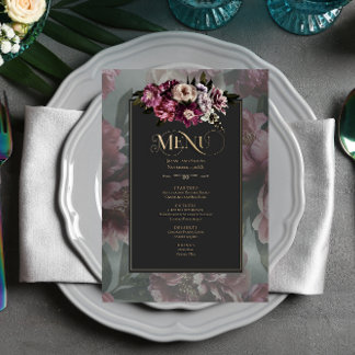 Carte de menu floral foncé et moody