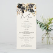 Carte de menu floral Luxe Or Noir (Debout devant)