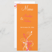 Carte de menu Floral orange, rose et blanc (Devant / Derrière)