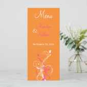 Carte de menu Floral orange, rose et blanc (Debout devant)