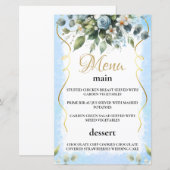 Carte de menu Floral Rustic Blue and Gold (Devant / Derrière)
