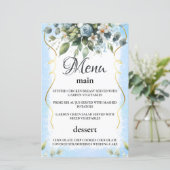 Carte de menu Floral Rustic Blue and Gold (Debout devant)