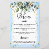 Carte de menu Floral Rustic Blue and Gold (Devant)